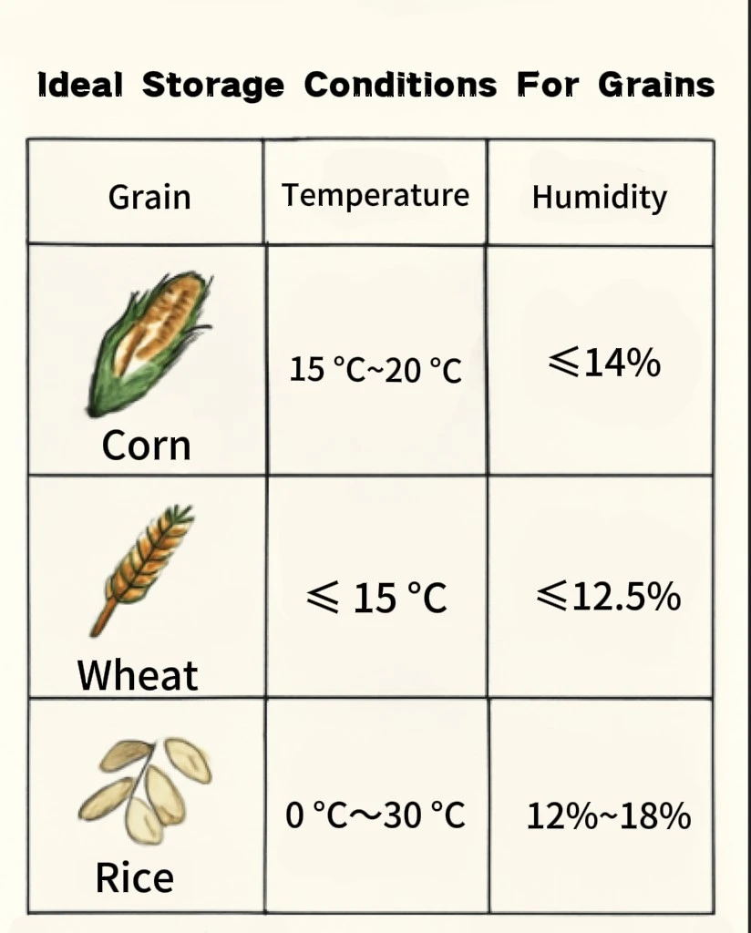 Ideal storage conditions for grains Ideal storage conditions for grains